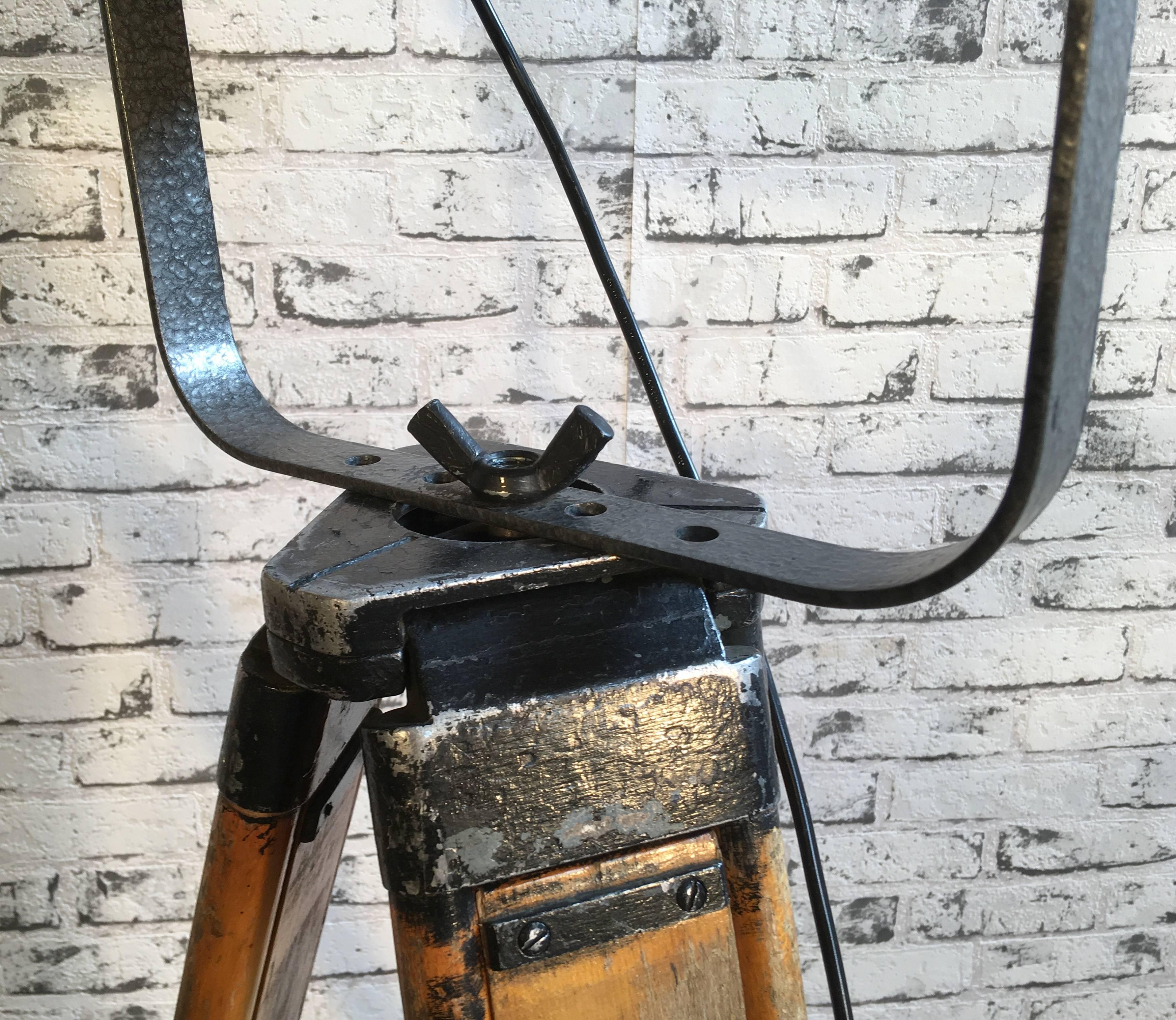 Grey Theatre Spotlight On Wooden Tripod, 1980s For Sale 6
