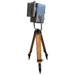 Grey Theatre Spotlight On Wooden Tripod, 1980s