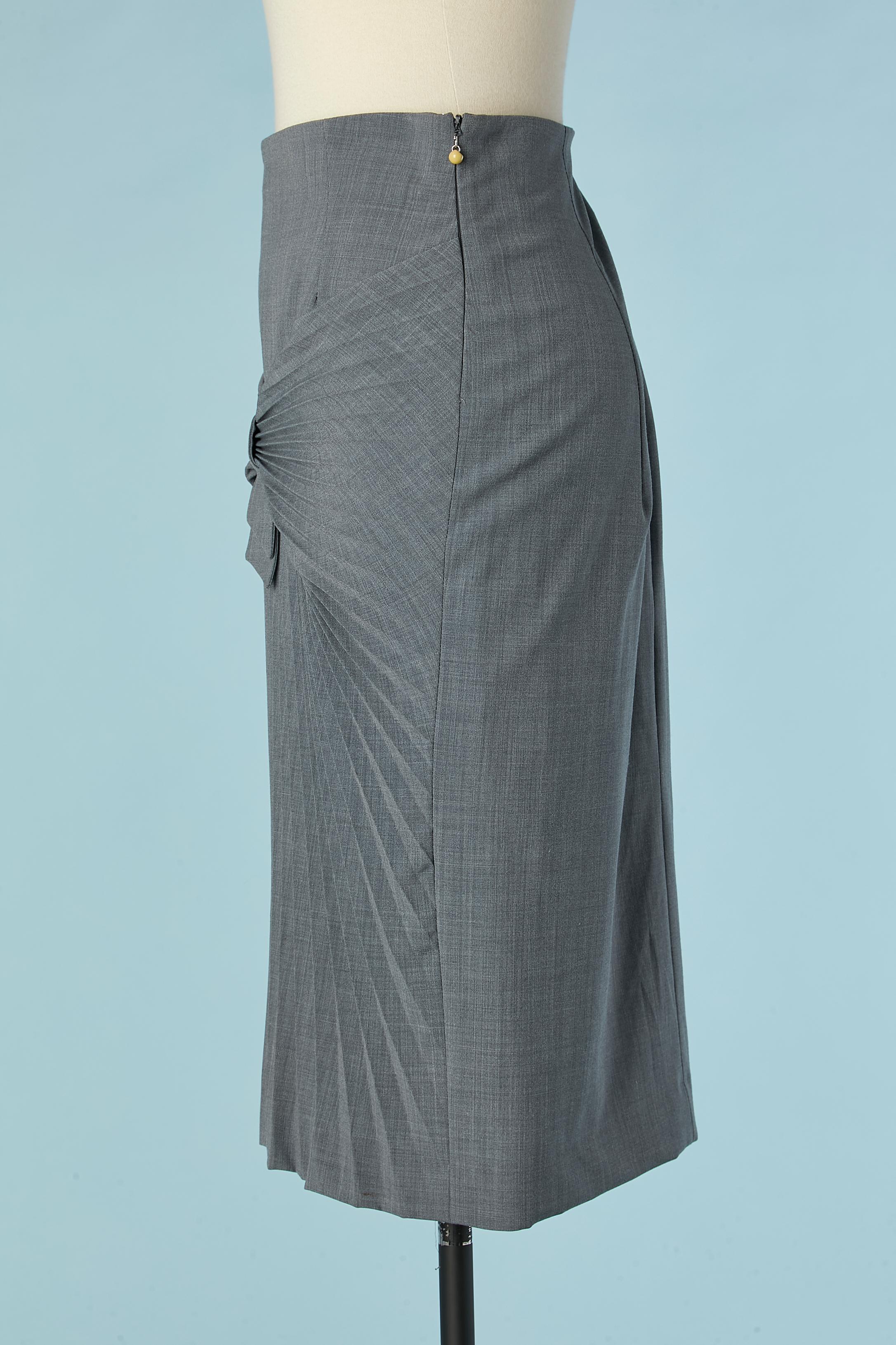 Gris Jupe en laine fine grise avec plis soleil sur le devant Paul SMITH en vente