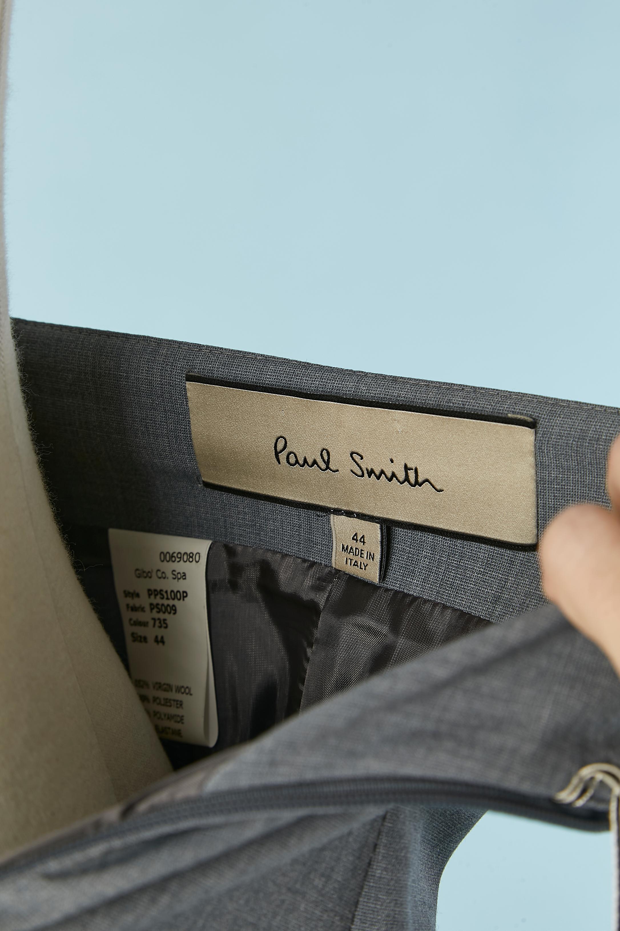 Jupe en laine fine grise avec plis soleil sur le devant Paul SMITH Pour femmes en vente