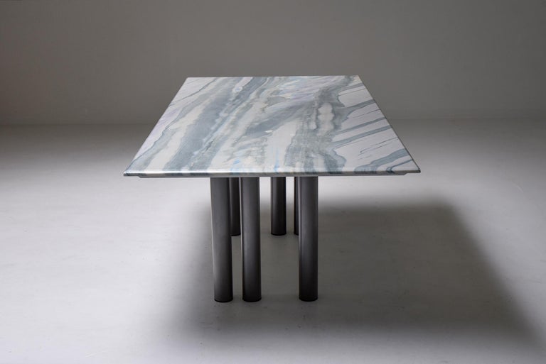 Post-Modern Grey to Purple Marble Dining Table by Pia Manu For Sale
