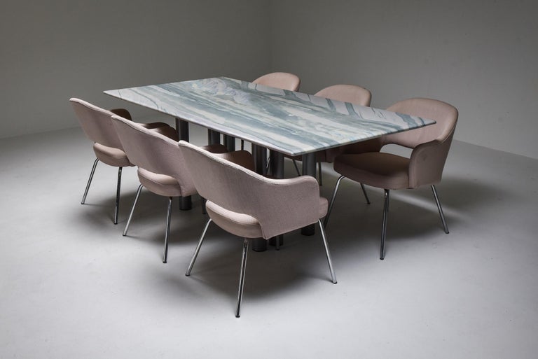 Lacquered Grey to Purple Marble Dining Table by Pia Manu For Sale