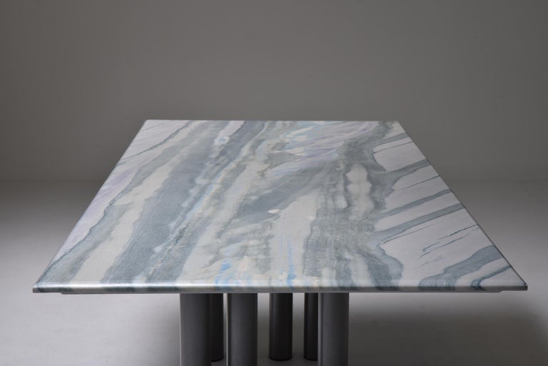 Late 20th Century Grey to Purple Marble Dining Table by Pia Manu For Sale