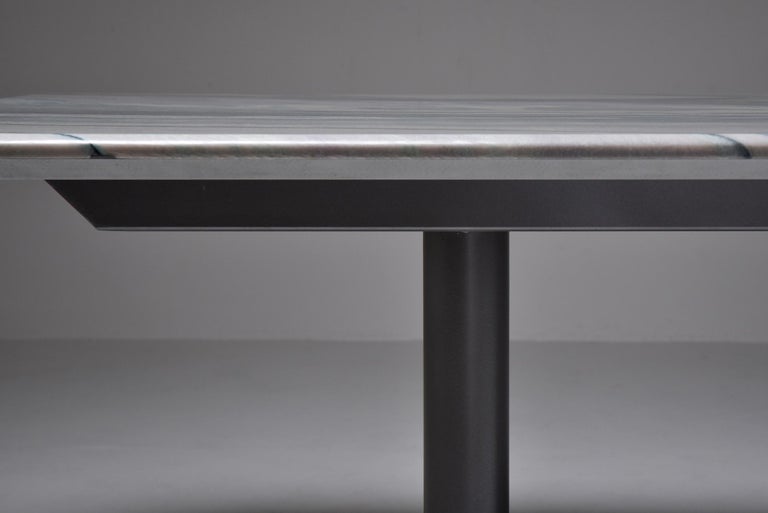Steel Grey to Purple Marble Dining Table by Pia Manu For Sale