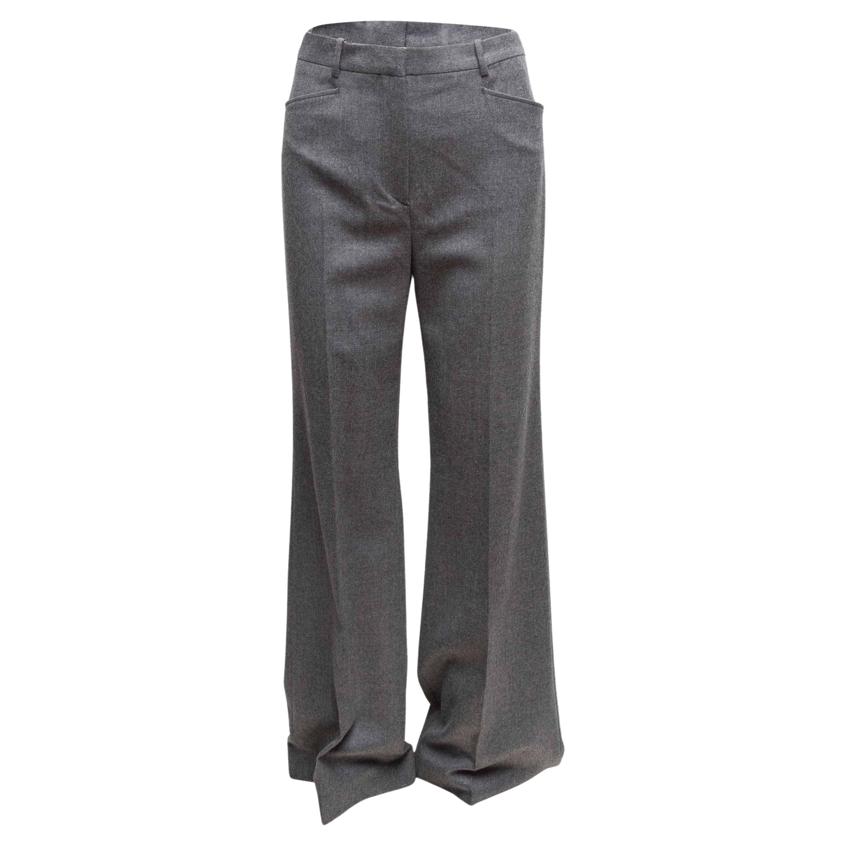 Pantalon large en laine plissée gris Tom Ford Taille IT 40