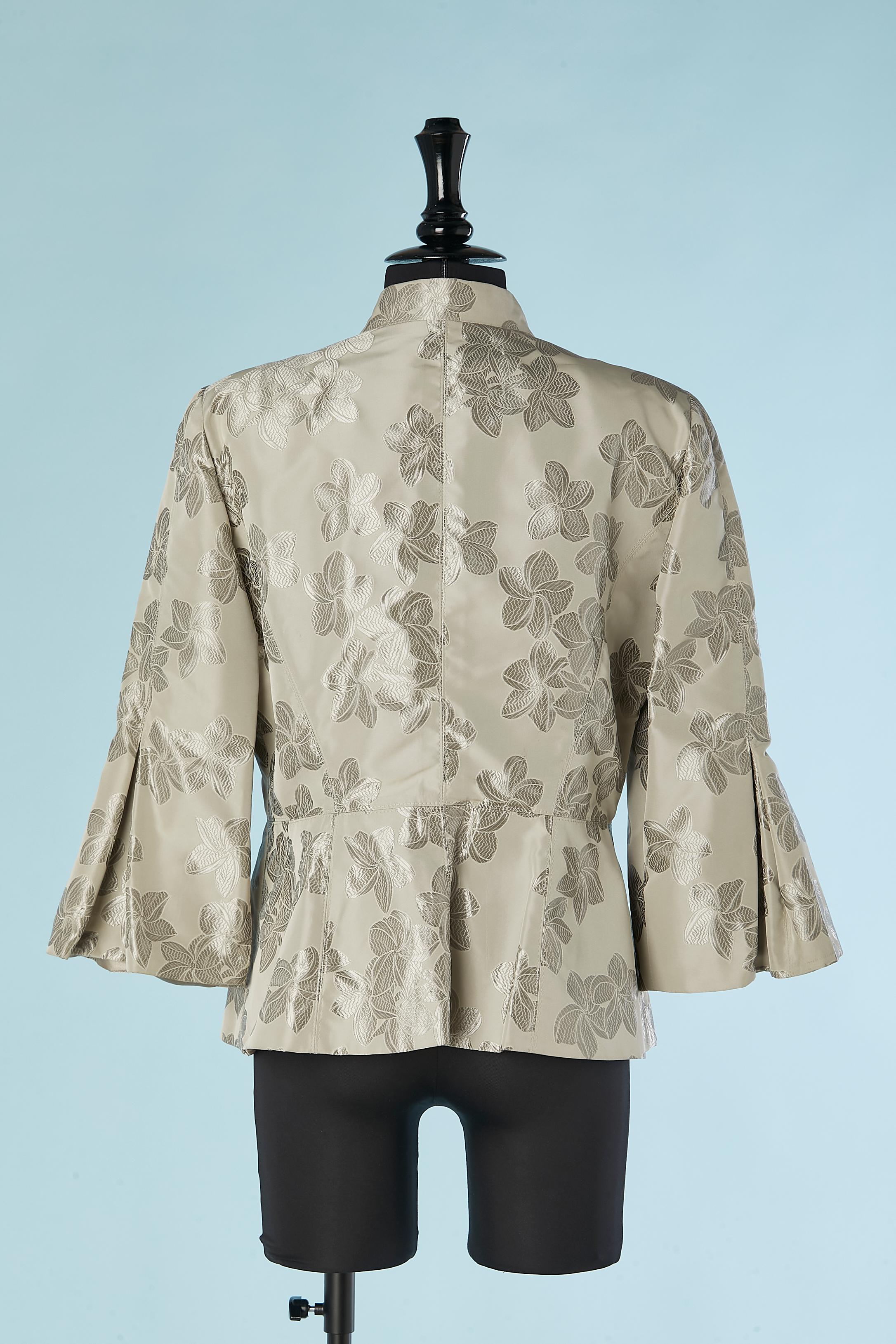 Grey tone on tone jacket with flowers pattern jacquard Armani Collezioni NEW  For Sale 2