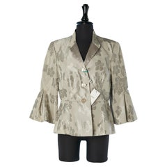 Grey tone on tone jacket with flowers pattern jacquard Armani Collezioni NEW 