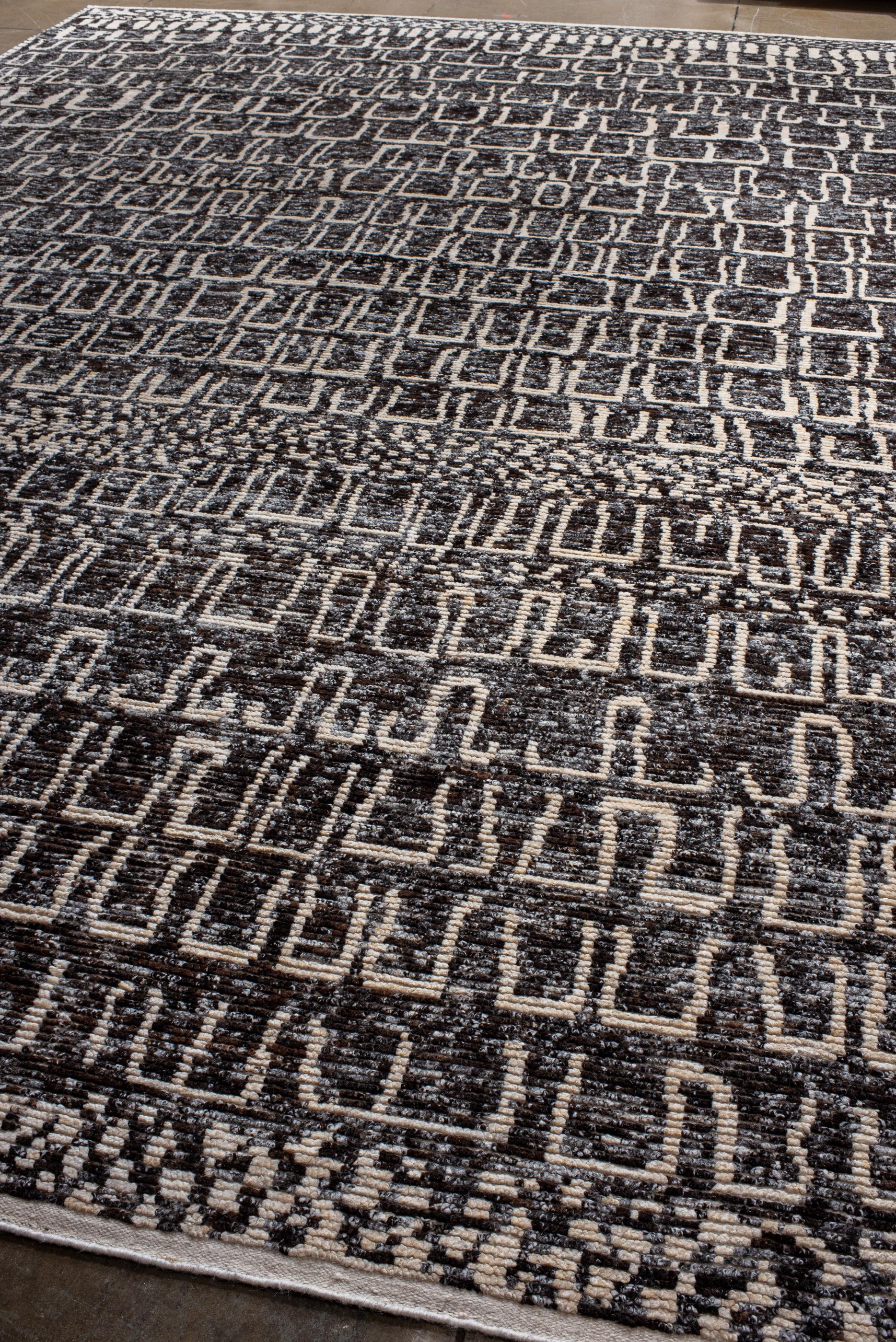 Hand-Knotted Grey Toned Modern Moroccan Rug For Sale