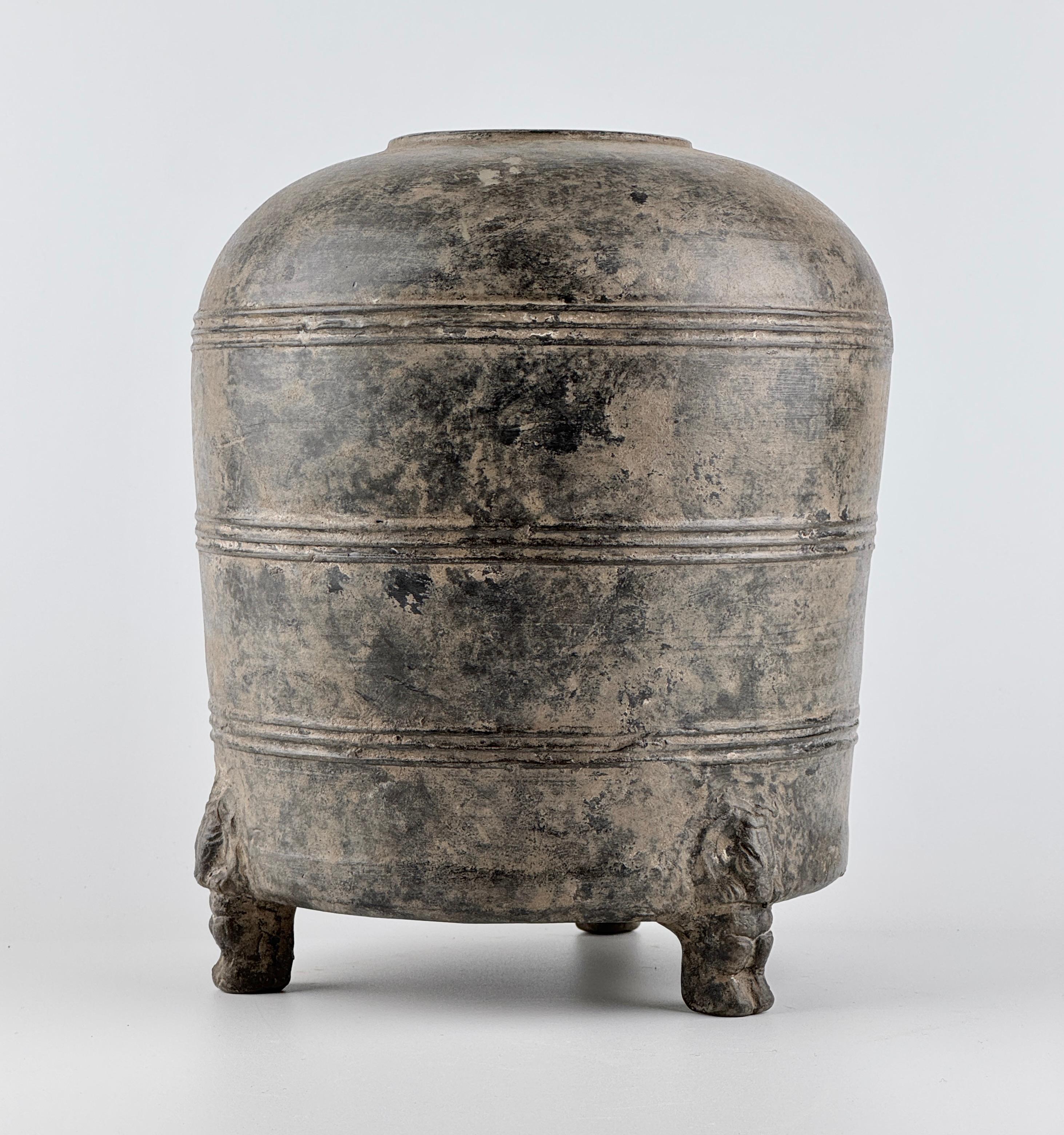 Hong Kong Grey Tripod Granary Jar, Han dynasty For Sale