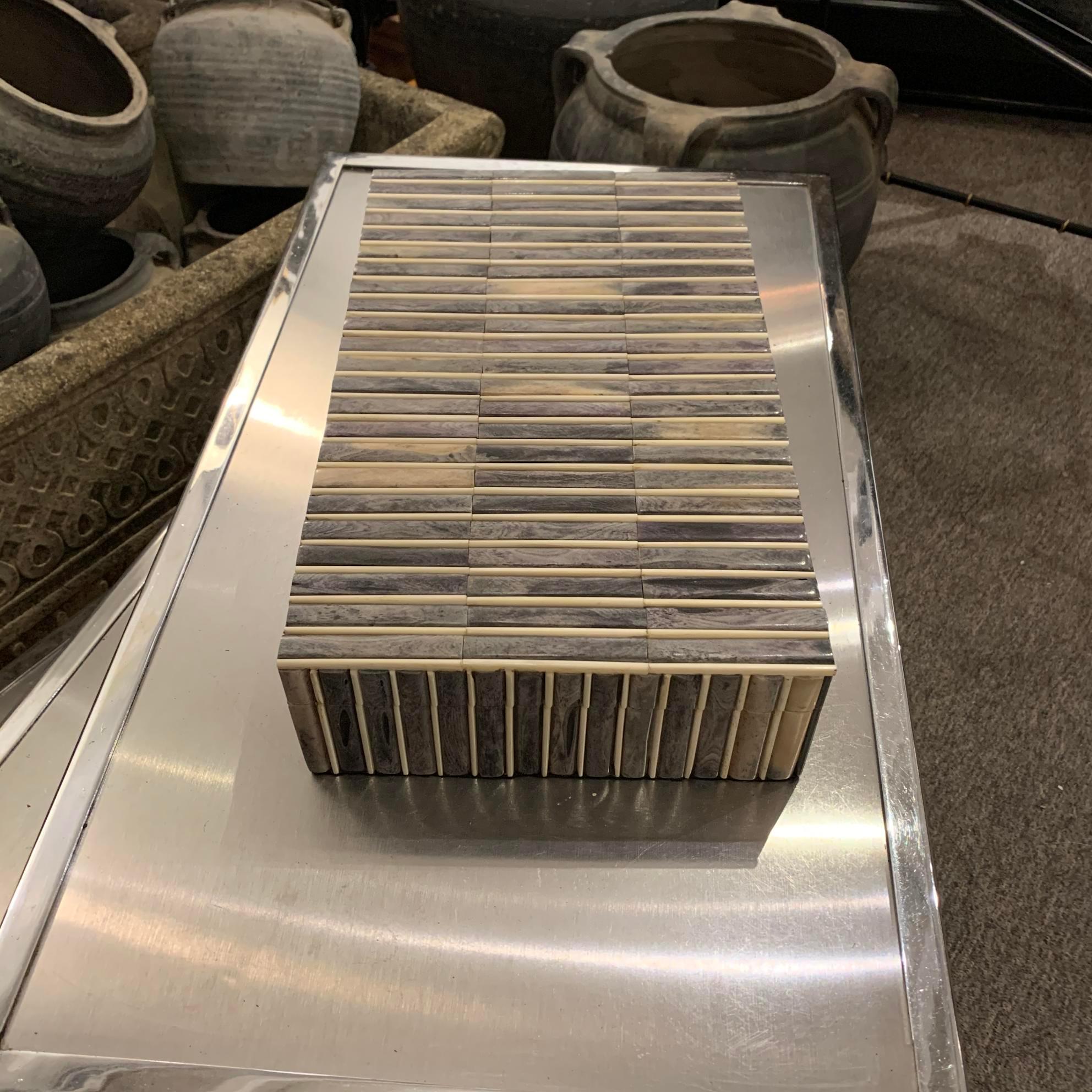 Grey Tubular Design Bone Box, Indonesian, Contemporary In New Condition In New York, NY