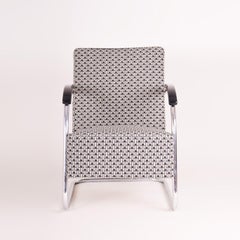 Grey Tubular Steel Cantilever Armchairs, Chrome, New Upholstery by Backhausen