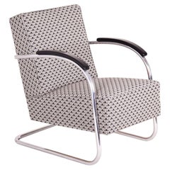 Grey Tubular Steel Cantilever Armchairs, Chrome, New Upholstery by Backhausen