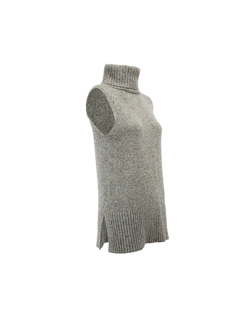 CONDITION is Very good. Hardly any visible wear to top is evident on this used Club Monaco designer resale item. 
 
 Details
  Grey
 Wool
 Knitted sleeveless vest
 Turtleneck
 Side slits
 
 
 Made in China
 
 Composition
 59% Wool, 21% Nylon and 20%
