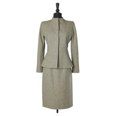 Grey tweed skirt suit with raglan sleeves Givenchy Couture Numbered