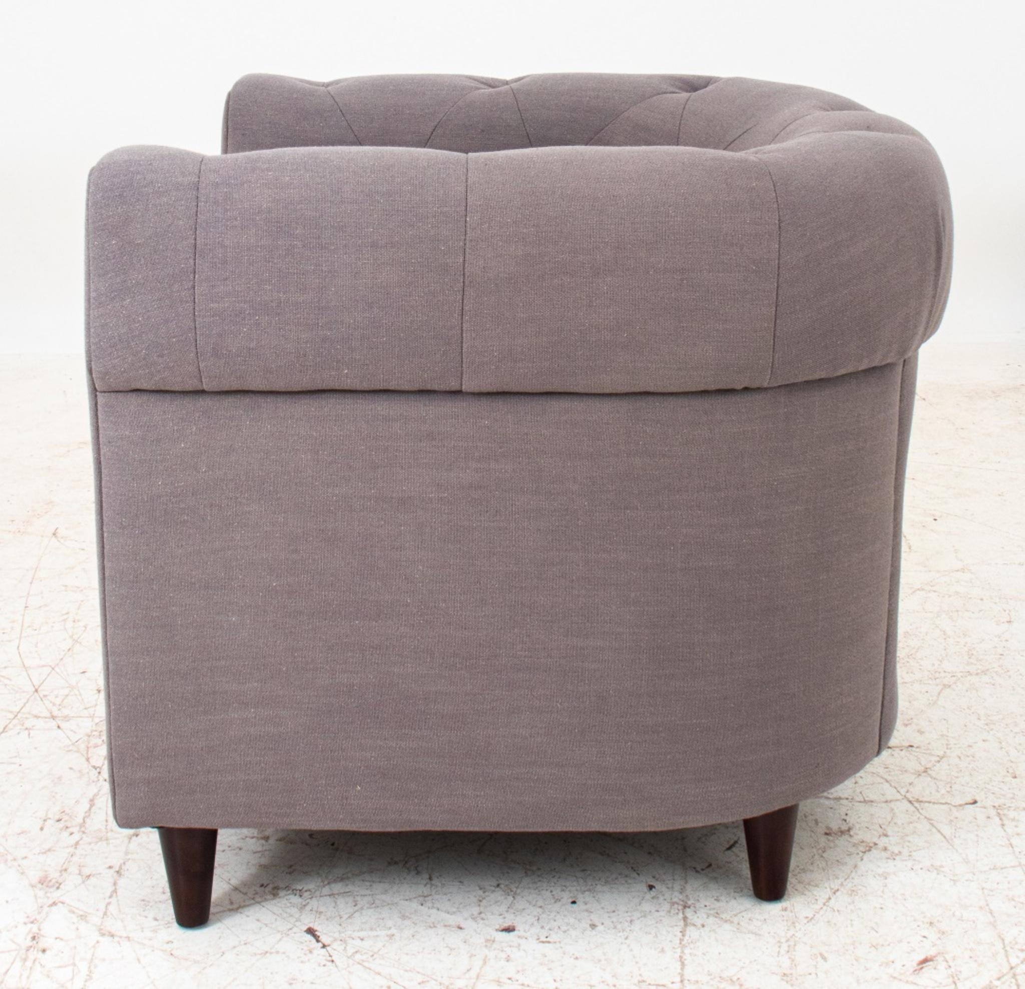 Modern Grey Upholstered Chesterfield Style Armchair