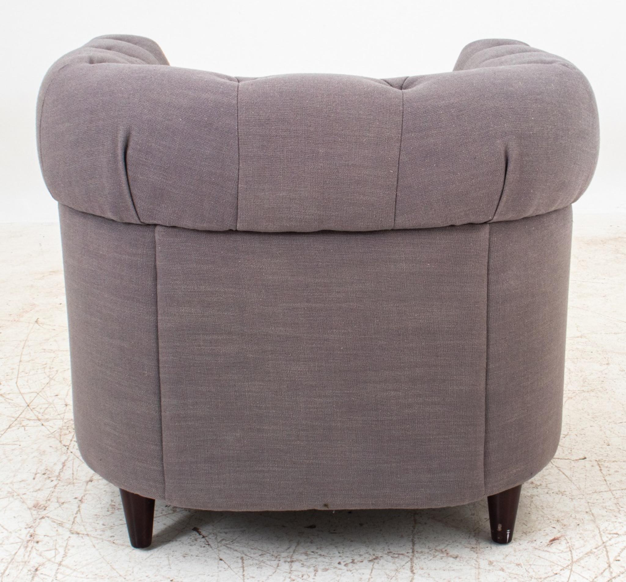 Grey Upholstered Chesterfield Style Armchair In Good Condition In New York, NY
