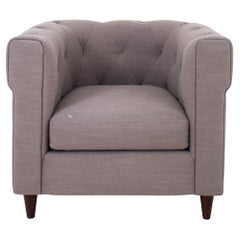 Grey Upholstered Chesterfield Style Armchair