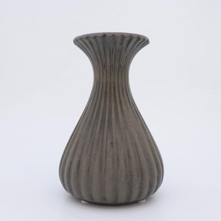 A beautiful grey vase designed by Ewald Dahlskog at Bo Fajans in Gefle in the 1930s.