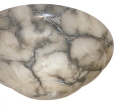 Grey-Veined Italian Alabaster Light Fixture