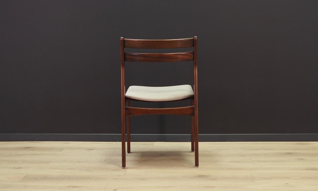 Grey Velour Chairs Retro 1960s Vintage Danish Design 3