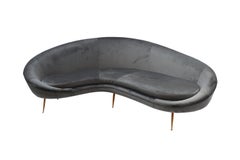 Grey Velvet 1950s Style Sofa, Italian Work