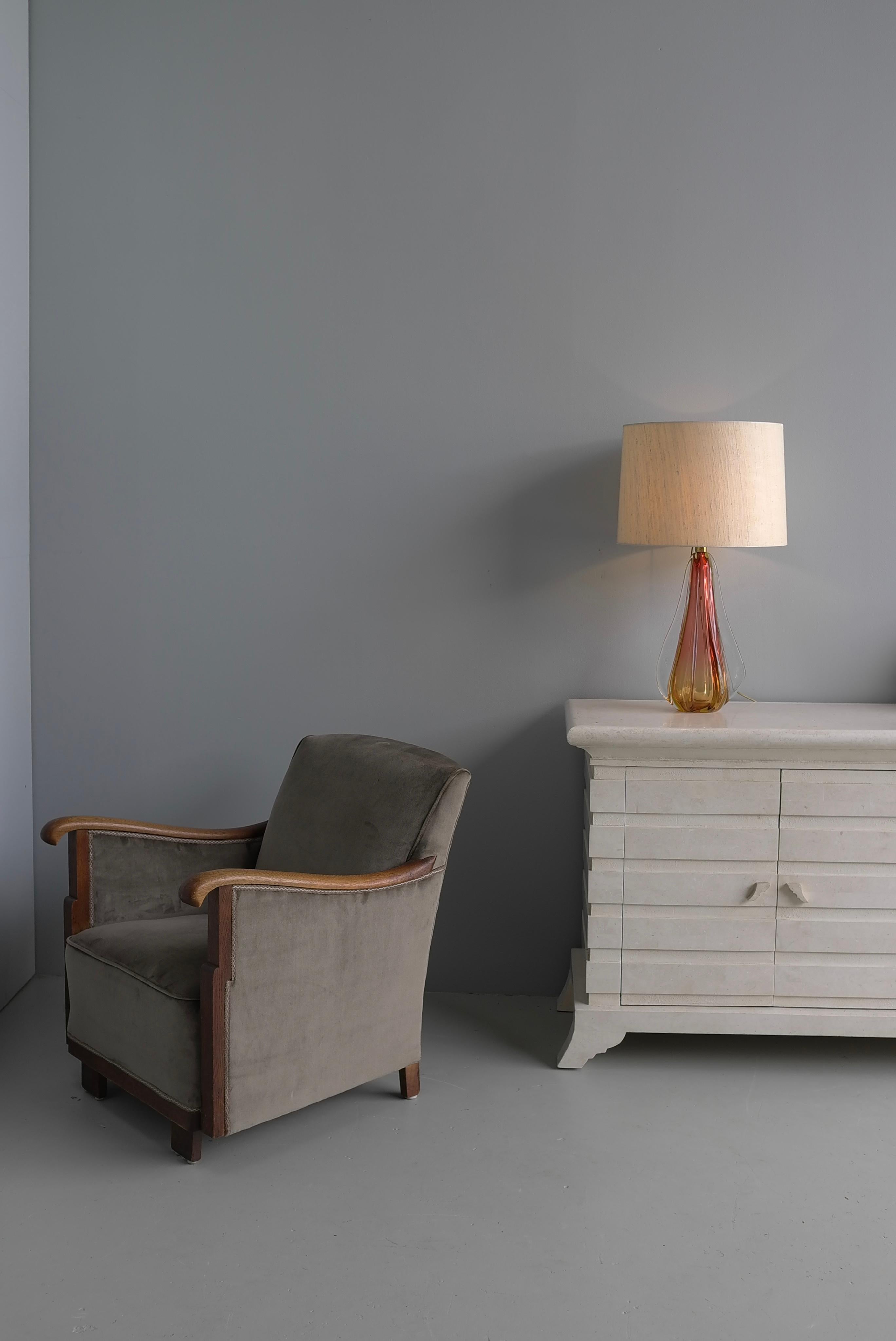 Sedia da salotto Art Deco in velluto grigio e Oak, Paesi Bassi, anni '30 in vendita 6