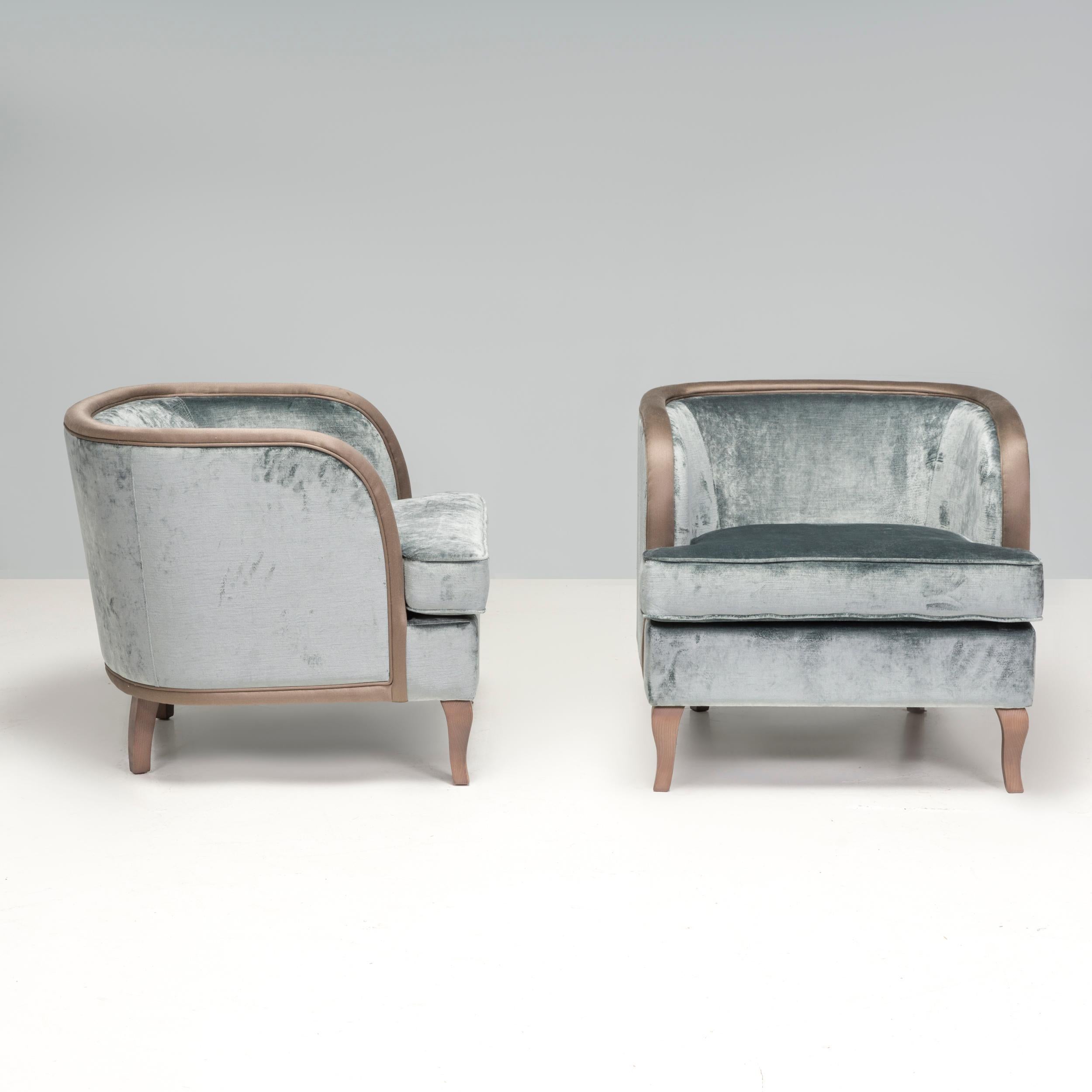 These grey velvet armchairs have an impressive design that would elevate any living space or bedroom. Their neutral colour palette mean they would harmonise well with a range of interior aesthetics whilst adding a note of originality. The details of