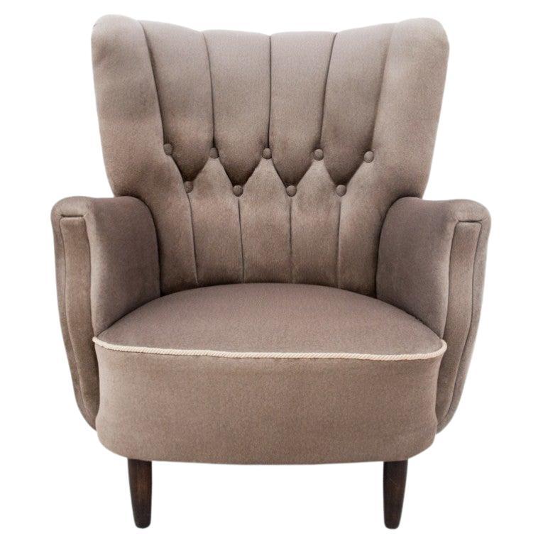 Grey Velvet Club Armchair, Northern Europe, 1950s