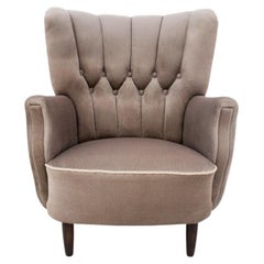 Vintage Grey Velvet Club Armchair, Northern Europe, 1950s