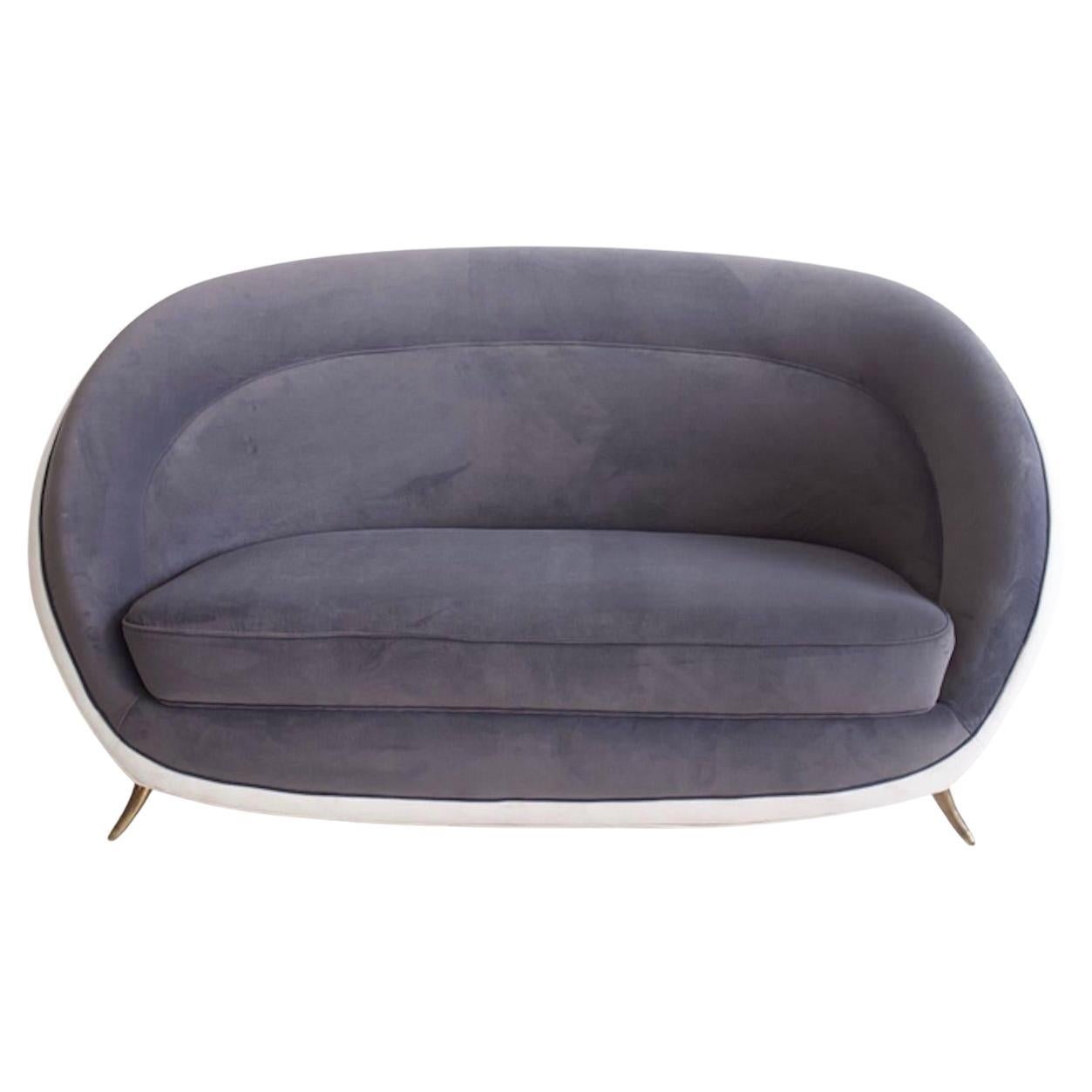 Grey Velvet Sofa by Guglielmo Veronesi for ISA, circa 1950 For Sale