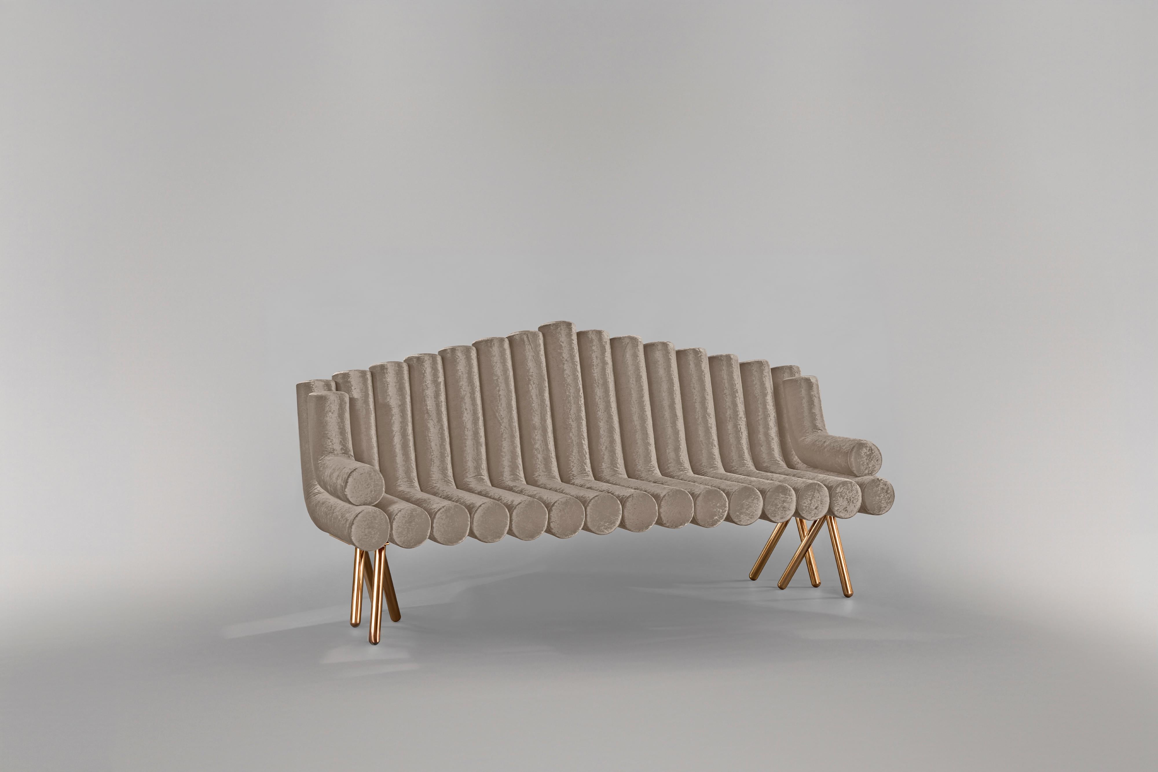The Flute Sofa takes its inspiration from the pan flute. Unique and beautiful, the Flute Sofa is one of Troy Smith's best sellers. It is built to exacting standards and quality. The flute sofa is elegantly crafted and built to last. Each tube is