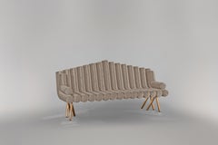 Grey Velvet Sofa With Polished Brass Legs