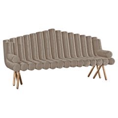 Grey Velvet Sofa With Polished Brass Legs