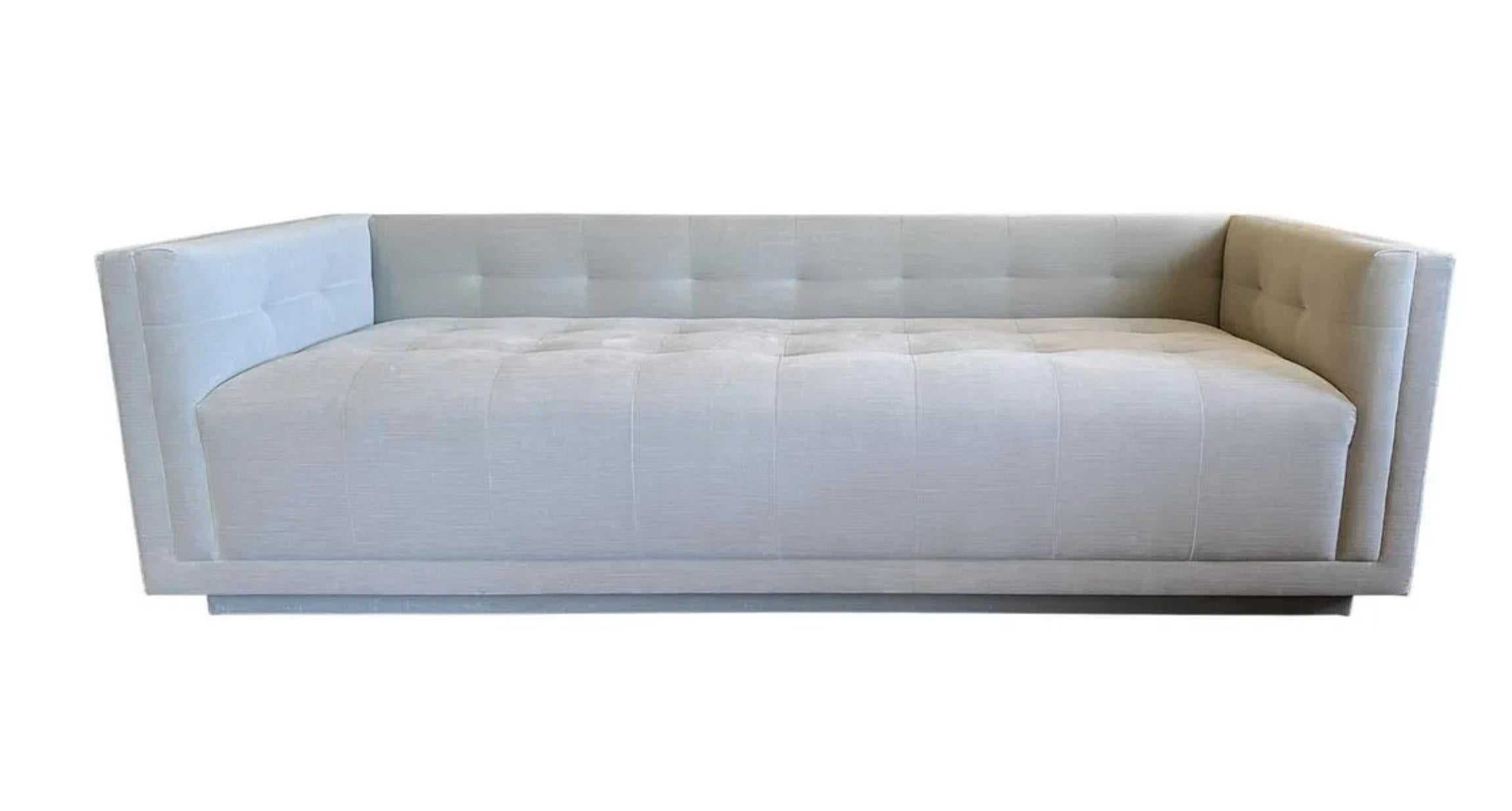 Grey Velvet Tufted Shelter Style Sofas, a Pair  For Sale 3