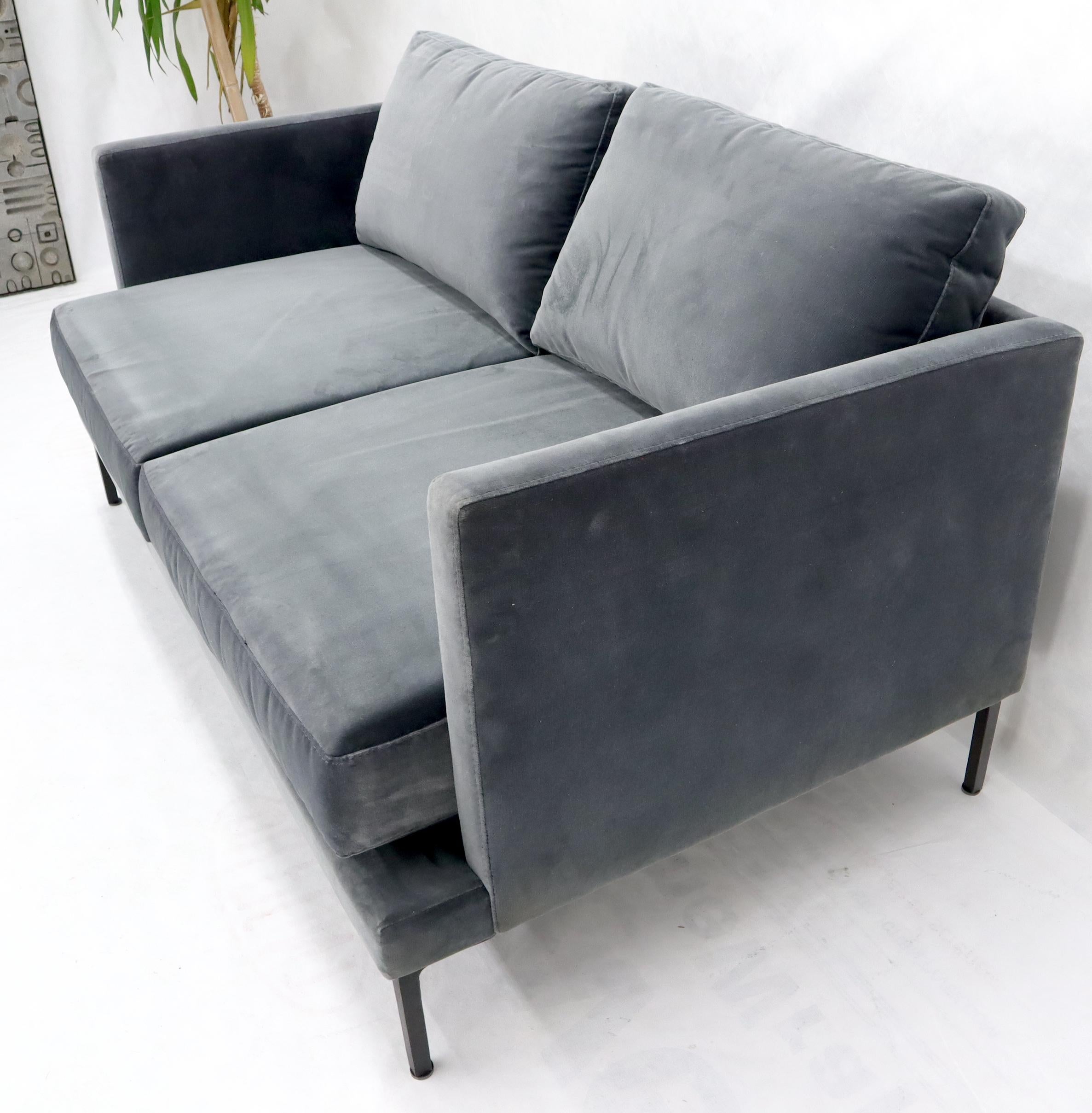 Grey Velvet Upholstery Small Sofa Loveseat 1