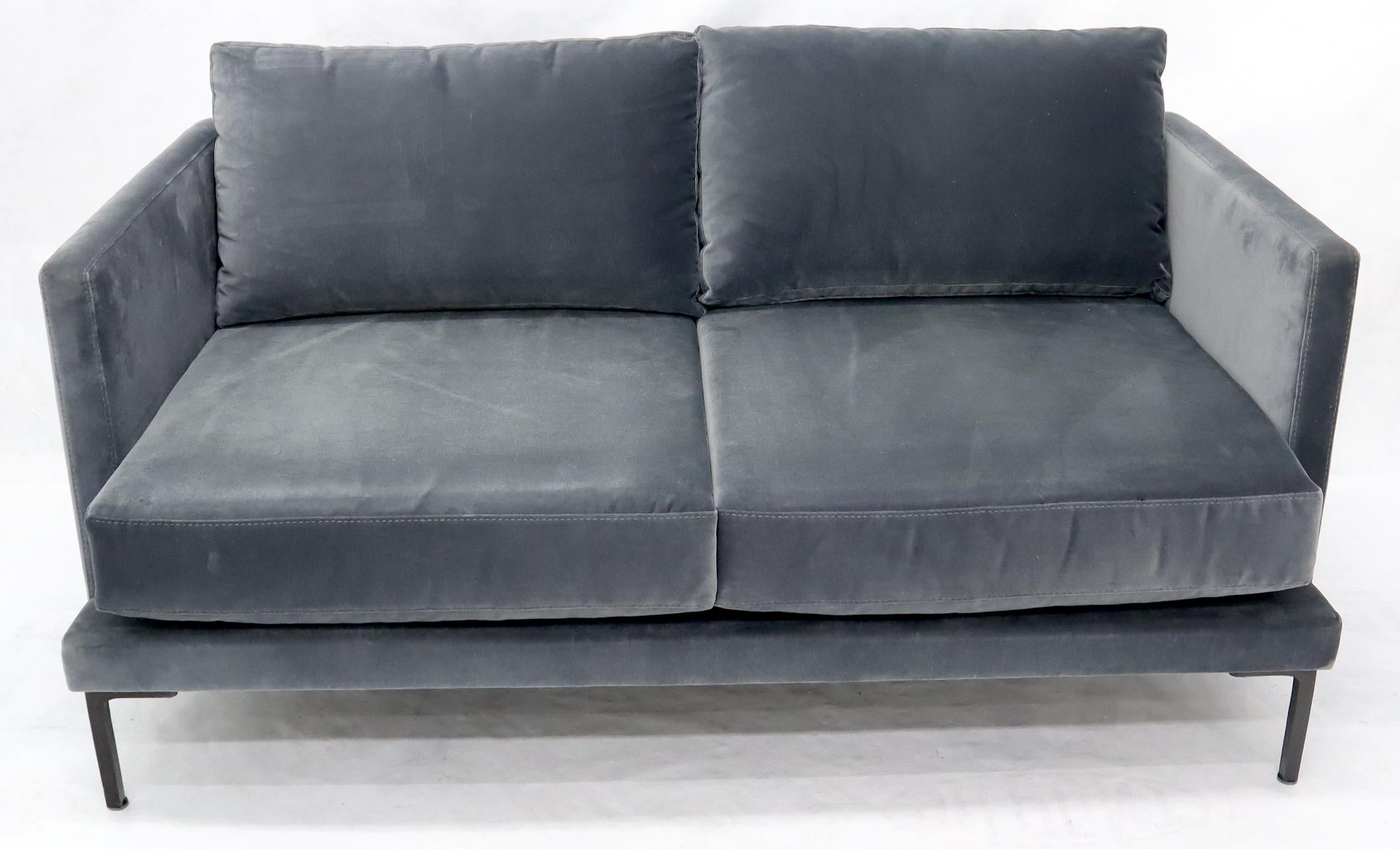 Grey Velvet Upholstery Small Sofa Loveseat 3