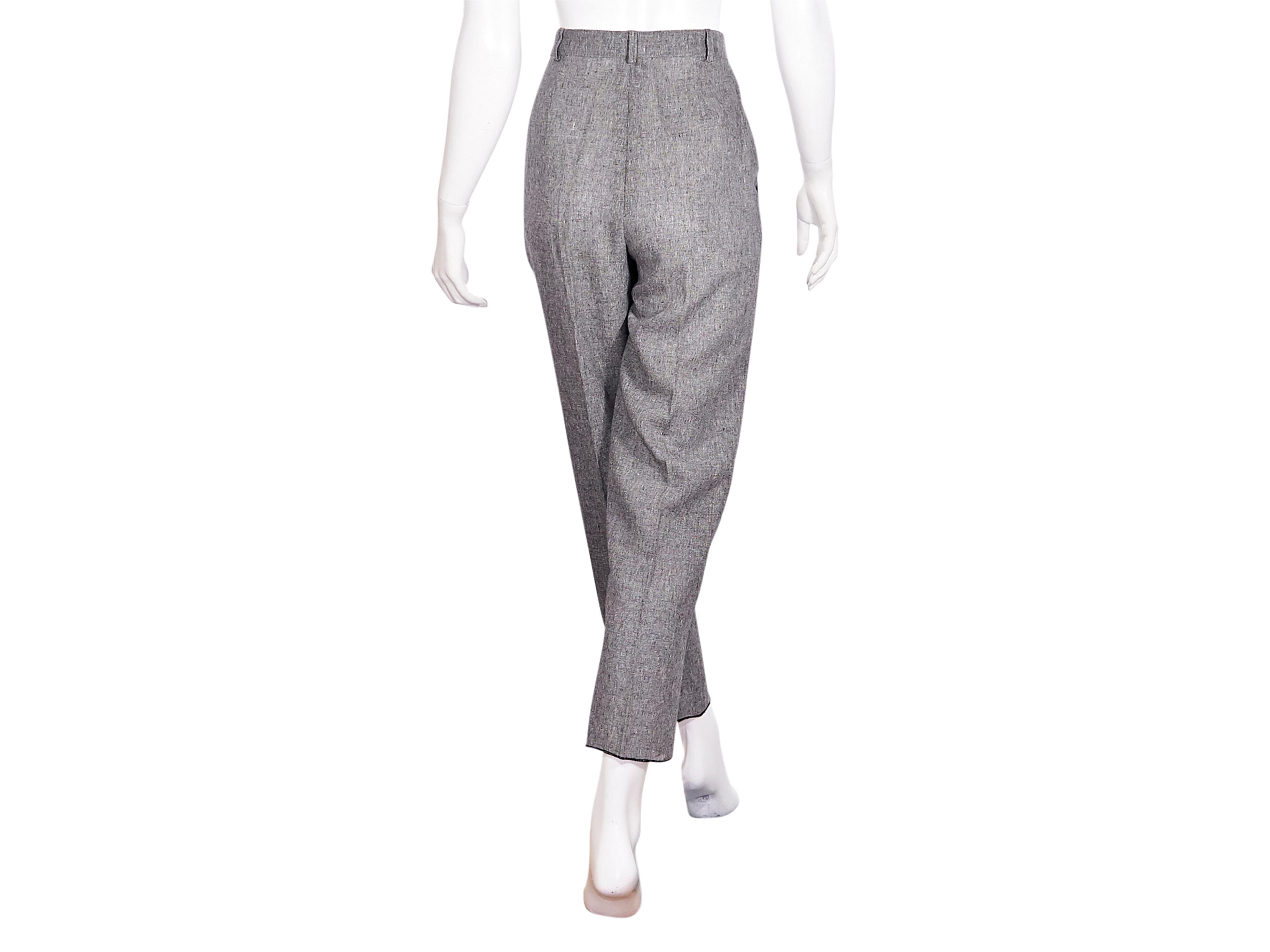 Gray Chanel Boutique Grey Linen Straight-Leg Pants