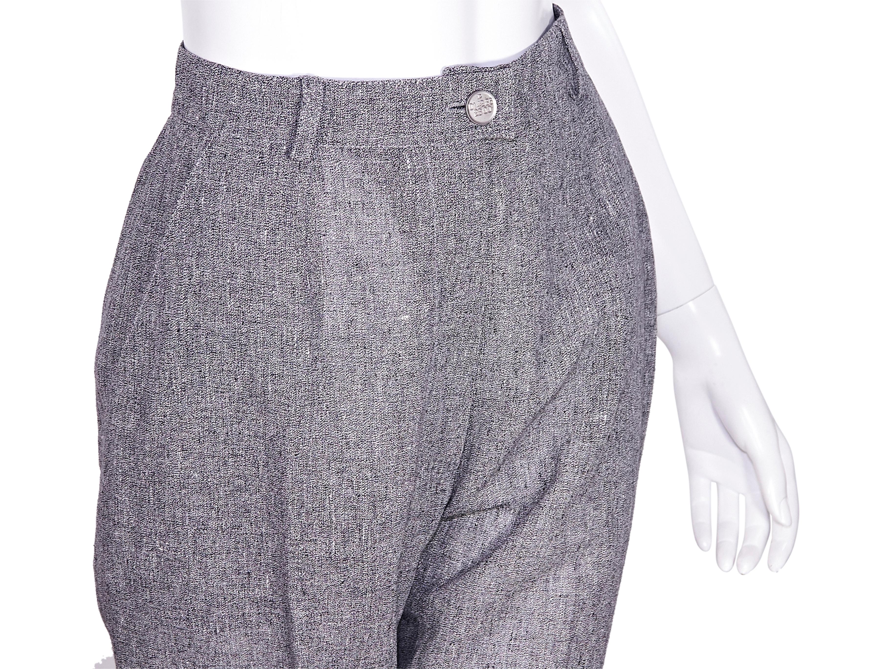 Chanel Boutique Grey Linen Straight-Leg Pants In Good Condition In New York, NY