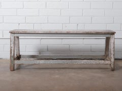 Grey Vintage Distressed Painted Wooden Bench