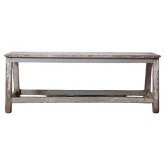 Grau Vintage Distressed Lackierte Holzbank