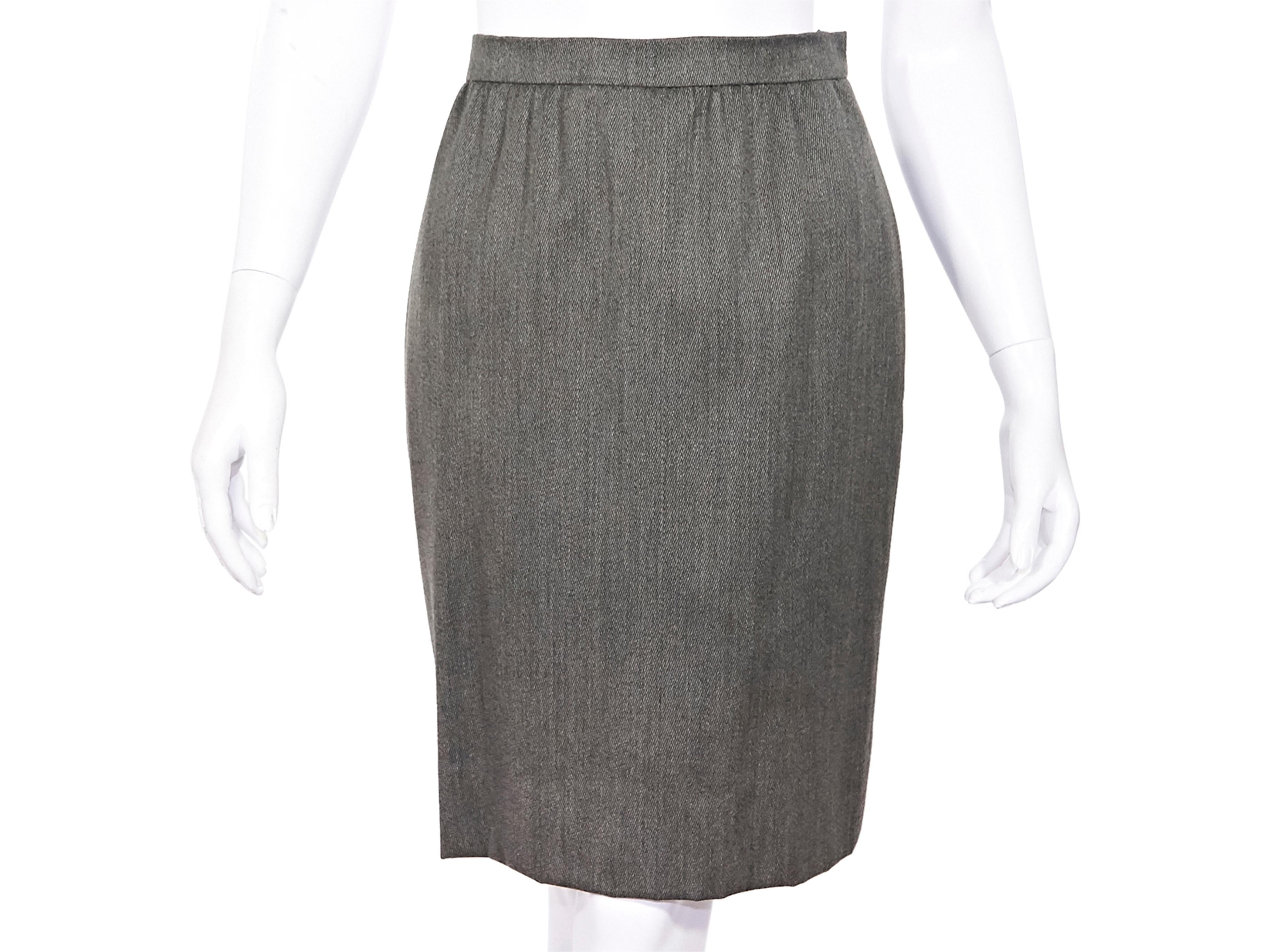 grey pencil skirt suit