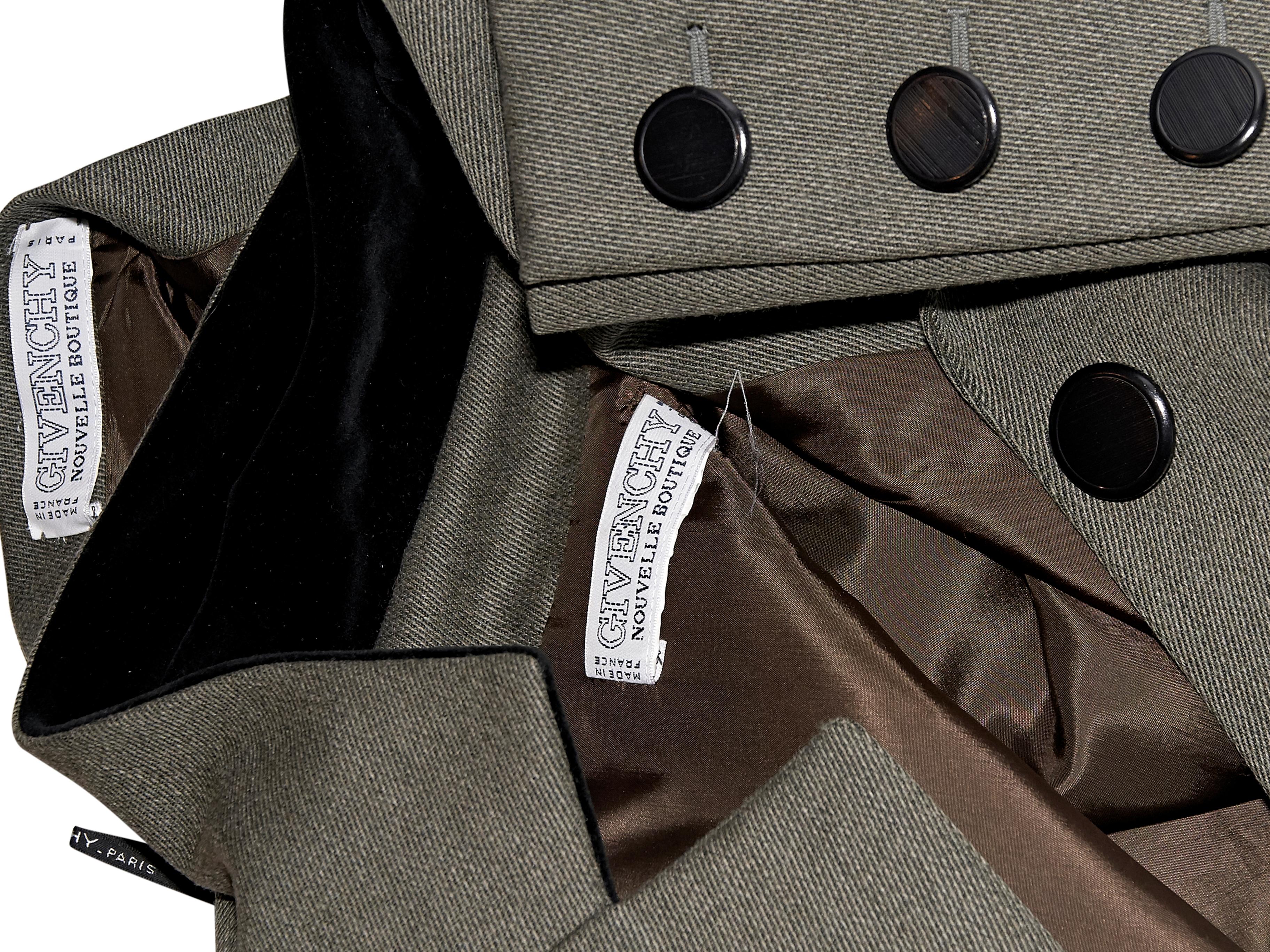 Black Grey Vintage Givenchy Wool Skirt Suit Set
