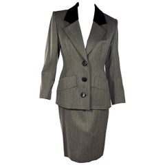 Grey Vintage Givenchy Wool Skirt Suit Set