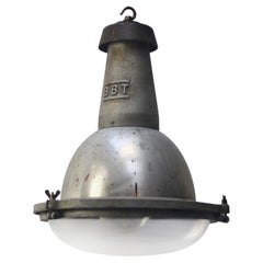 Grey Vintage Industrial Clear Glass Pendant Lamp by BBT, France