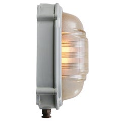 Grey Vintage Industrial Glass Bulkhead Sconce Wall Lamp by Coughtrie Glasgow