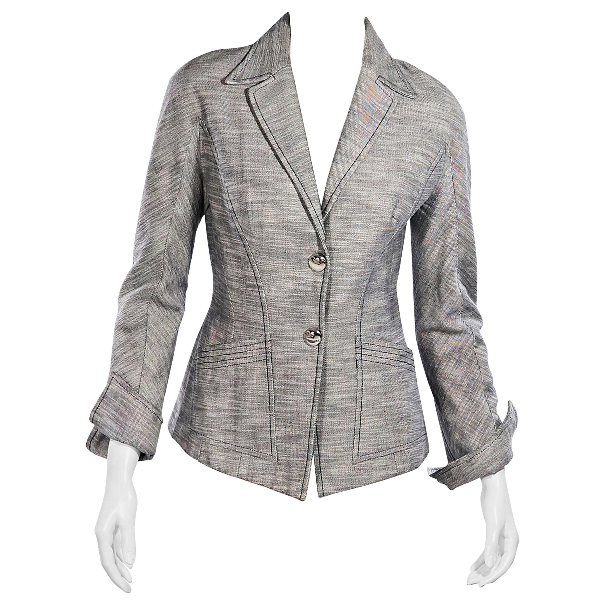 Grey Vintage Thierry Mugler Couture Cotton Blazer