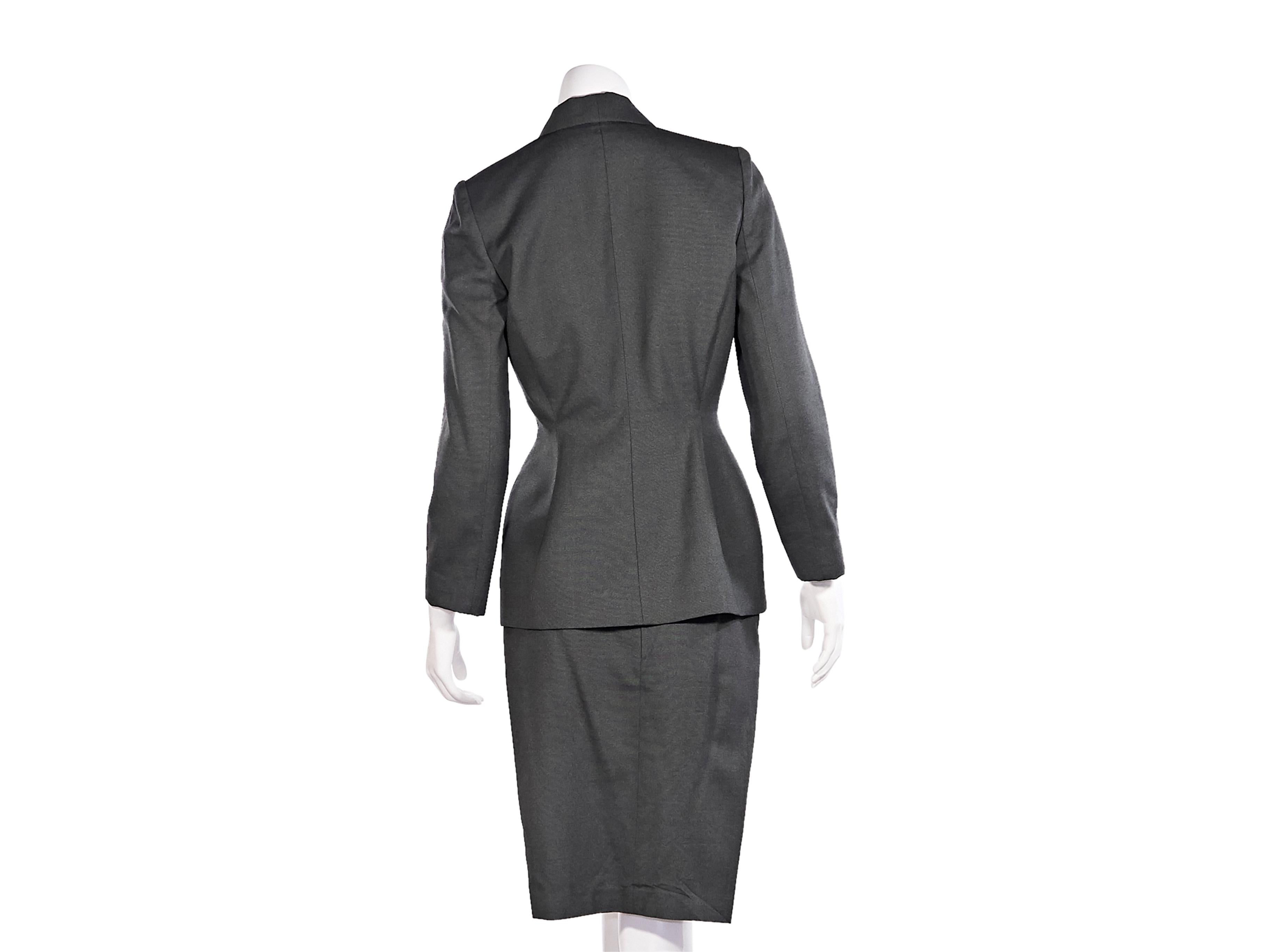 Black Grey Vintage Thierry Mugler Wool Skirt Suit Set