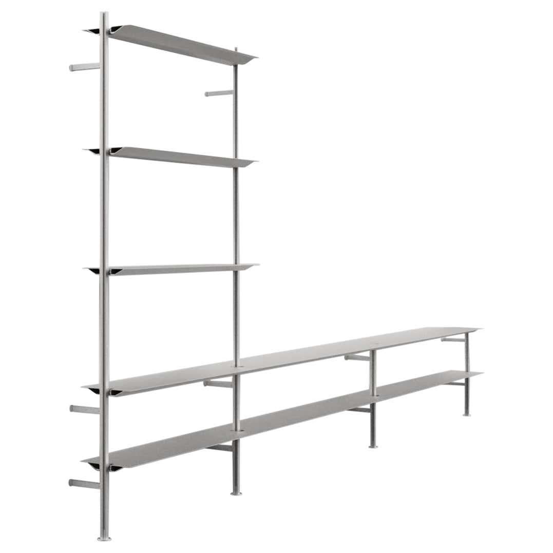 Grey Wall Mounted Hypótila Shelving with Silver Aluminium Finish EX4 For Sale