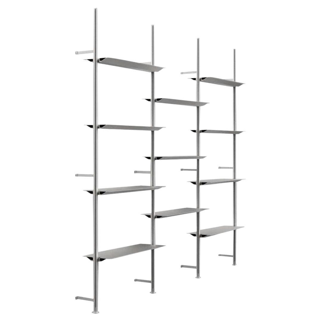 Grey Wall Mounted Hypótila Shelving with Silver Aluminium Finish EX.5 For Sale