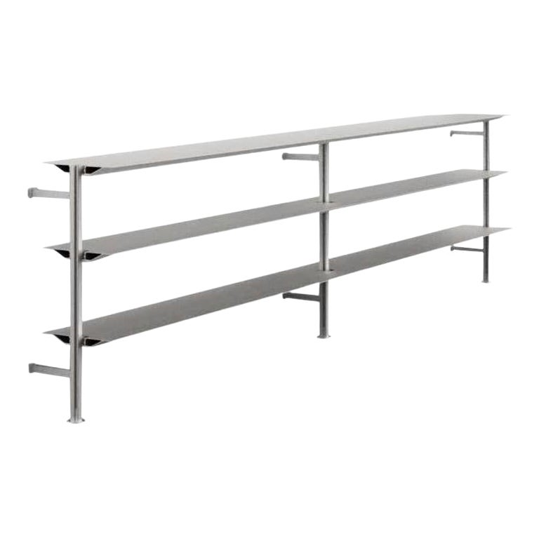 Scaffalatura Hypótila grigia a parete con finitura in alluminio argento Ex.6